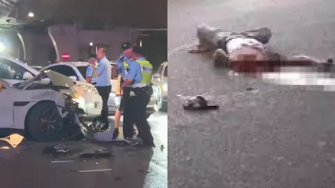 郑州出租车冲人行道